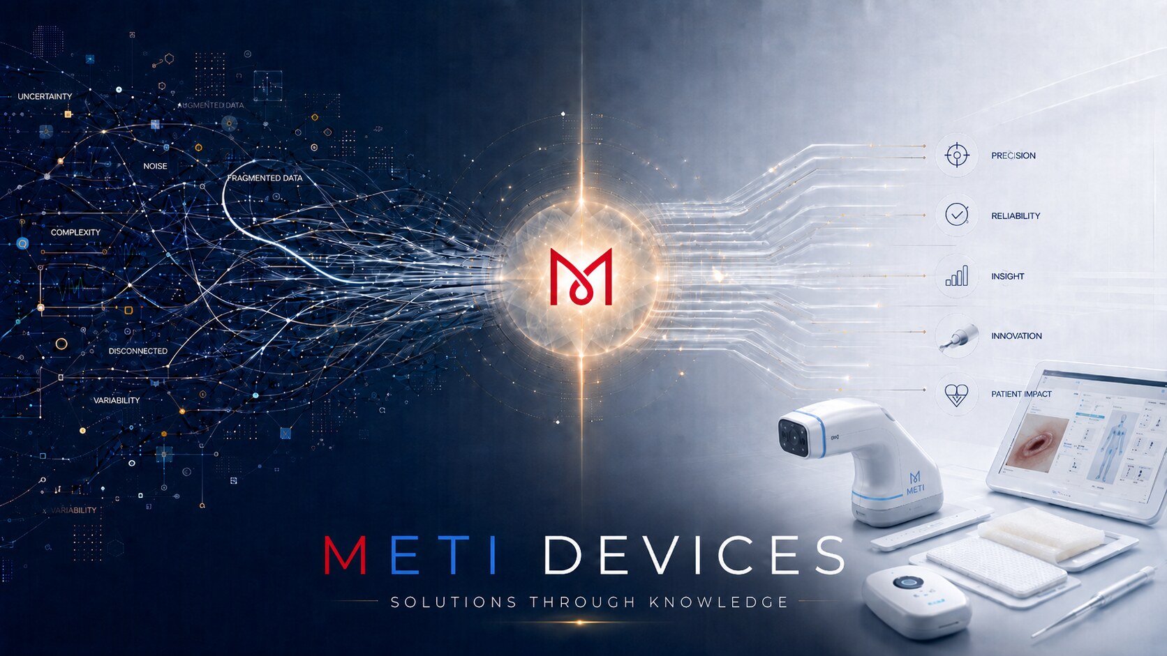 Meti Devices: dai dati frammentati e complessi, attraverso il nucleo Meti, a precisione, affidabilità, insight, innovazione e impatto sul paziente — Solutions through knowledge