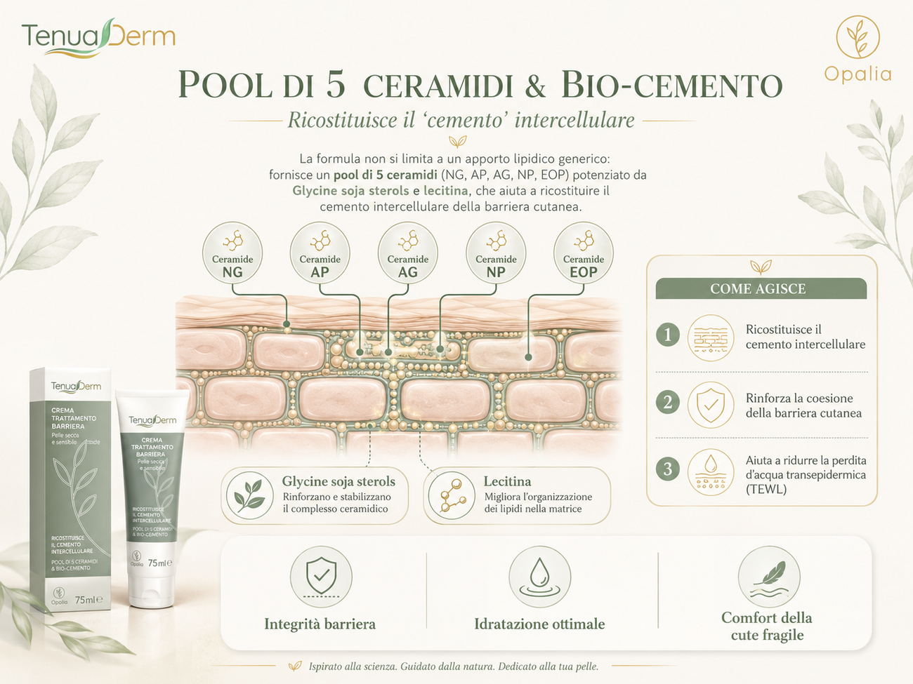 Pool di 5 ceramidi e bio-cemento: ricostituzione del cemento intercellulare della barriera cutanea