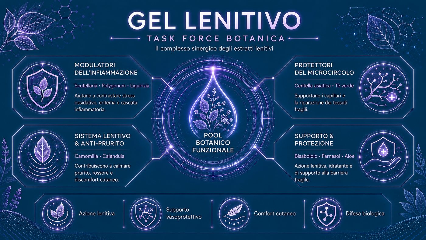 La task force botanica: il complesso dei 7 estratti del Gel Lenitivo e le rispettive azioni sull'infiammazione